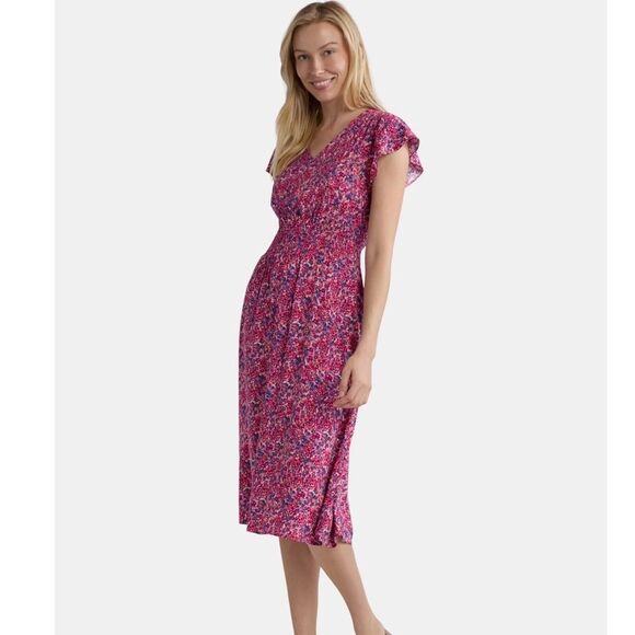 Time & Tru Floral Pink Midi Dress Sz XXL - Picture 1 of 5